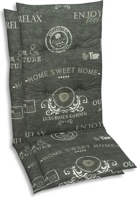 Produktbild von GO-DE Textil, Sesselauflage Hochlehner, 2er Set, Farbe: grau, Maße: 118 cm x 48 cm x 5 cm, Rueckenhoehe: 70 cm