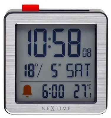 Obrázok produktu pre Digitálny rádiový budík Mini, 6 x 6,4 x 2,1 cm, čierno-biely, kov/ABS