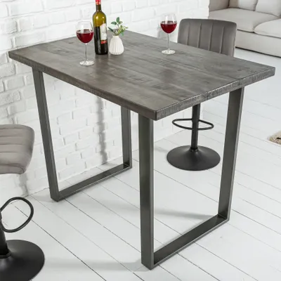 Produktbild von Massiver Bartisch IRON CRAFT grau 120cm Mangoholz Industrial Design Tresentisch Bistrotisch Küchentisch Stehtisch