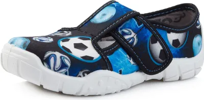 Produktbild von Ladeheid Kinder Hausschuhe LARW005 (Marineblau/Weiß/Bälle, 28 EU)