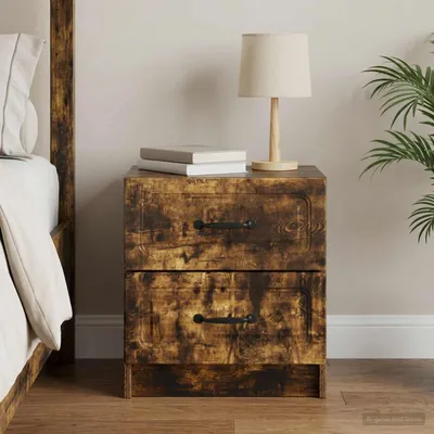 Produktbild von vidaXL Nachttisch Räuchereiche 43 x 34,5 x 44,5 cm Holzwerkstoff