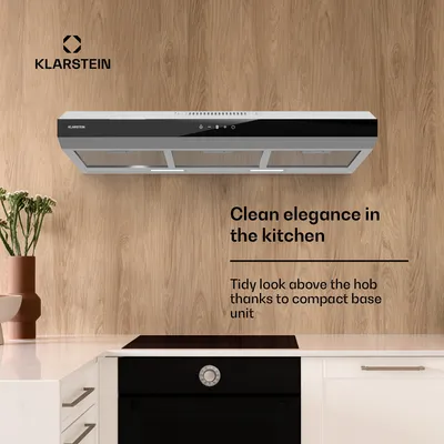 Zdjęcie produktu dla KlarsteinContempo Neo, wyciąg podszafkowy do trybu powietrza odlotowego/recyrkulacji, wydajność wyciągu powietrza 175 m³/h, zintegrowane sterowanie dotykowe SenseControl, stal nierdzewna / front ze szkła akrylowego