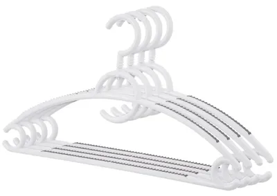 Zdjęcie produktu dla Zestaw 4 wieszaków na ubrania - plastikowe, obrotowe, antypoślizgowe, białe