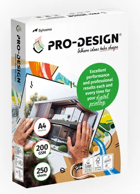 Produktbild von PRO-DESIGN® weißes Druckerpapier – professionelle Qualität für Druck und Design, A4, 200 g/m², 1 Box mit 5 Ries (2500 Blatt)