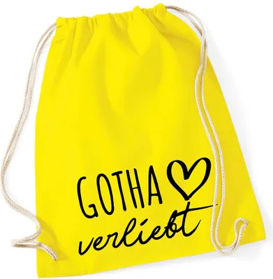 Produktbild von Huuraa Turnbeutel Gotha verliebt 12 Liter Yellow Baumwolle Rucksack Geschenkidee