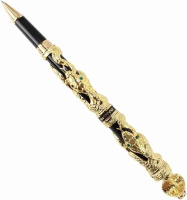 Rollerball Pen Schwarz und Golden Schlange 3D Muster