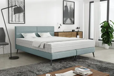 Produktbild von Polsterbett Doppelbett BERGAMO 200x200cm Komplettset Stoff Gemma Eisblau
