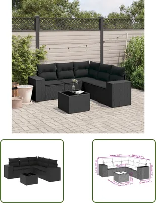 Produktbild von The Living Store 6-tlg. Garten-Sofagarnitur mit Kissen Schwarz Poly Rattan