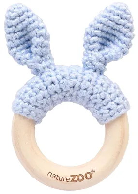 Produktbild von natureZOO Beißring Hellblau Greifling 10 cm Ahornholz aus Bambusgarn