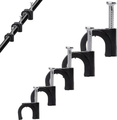 Obrázek produktu pro Držáky na kabely 4–10 mm, černé, s hřebíky