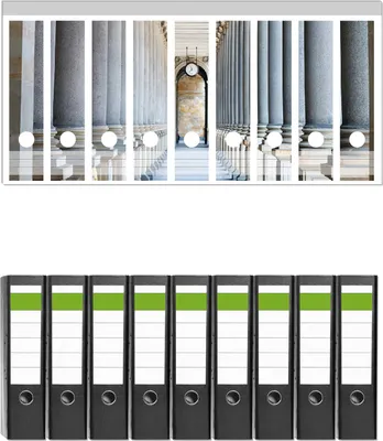 Produktbild von Wallario 9 Stück breite Ordner inkl. Klebeetiketten mit Motive Säulengang -  Set mit Rückenschildern / Ordnerrücken Stickern
