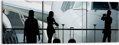 Produktbild von Bild auf Leinwand - Leinwandbild - Flugzeug Flughafen Passagiere - 150x50cm - Wand Bild - Wanddeko - Leinwanddruck - Bilder - Kunstdruck - Wanddekoration - Leinwand bilder - Wandkunst - CA150x50-0130