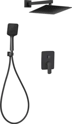 Produktbild von BADLAND Komplettes Duschsystem SIROS Unterputz Armatur Wasserhahn mit Kopfbrause in Schwarz