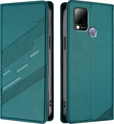 Image de Etui pour Infinix Hot 10T/Infinix Hot 10S, étui portefeuille en cuirPolyuréthaneavec fente pour cartes et fonction stand Grün