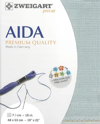 Produktbild von AIDA Zweigart precut 18 ct. Fein-Aida 3793 Farbe 5018 blaugrau, Zählstoff für Kreuzstich 48x53cm