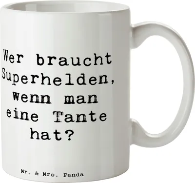 Produktbild von Mr. & Mrs. Panda Tasse Spruch Lieblings-Tante - Weiß - Geschenk, Neffe, Kaffeebecher, Kaffeetasse, Liebe, Familienmitglied, Freude, Lebenshilfe, haferl, Becher, Teetasse