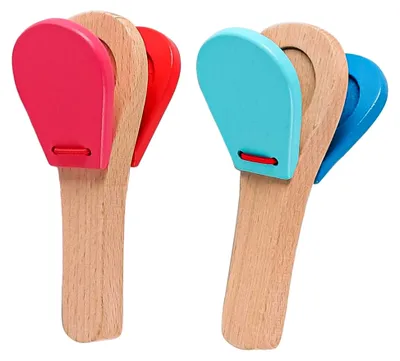 Produktbild von 2 Stück Holzkastagnetten, Schlaginstrumente, Holzkastagnetten, Lerninstrumente, Fingerkastagnetten, Rhythmus-Musikinstrumente