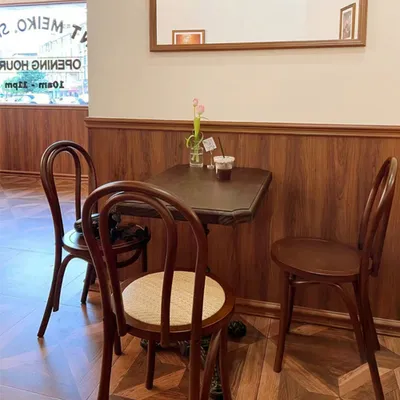 Produktbild von 360Home Massivholz-Esstisch Cafe Tisch und Stuhl Set Restaurant Braun schwarz C Stuhl*2