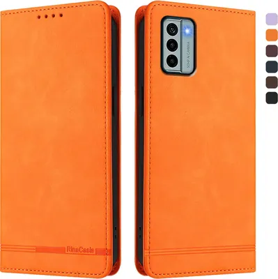 Produktbild von Hülle für Nokia G22, Retro Kunstleder Ständer Klapphülle mit Kartenfächer und Magnetische Orange