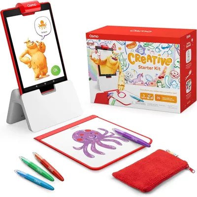 Productafbeelding van Osmo 901-00035 Startpakket voor het Fire-tablet, 3 leerspellen, geschikt voor kinderen van 5-10 jaar. Stimuleert creatief tekenen en probleemoplossing, en introduceert vroegtijdige natuurwetenschappelijke concepten. Inclusief de Osmo Fire Base