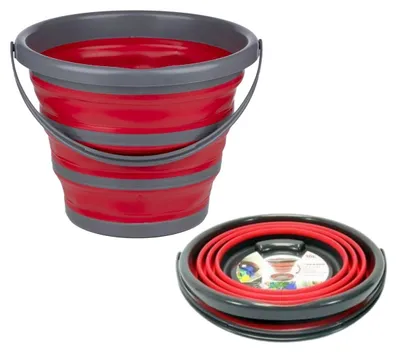 Obrázok produktu pre Skladacie vedro Dirt Devil - 10 litrov - 32 x 25,5/ 5,5 CM - šetrí miesto - ideálne na čistenie a kempovanie - červené