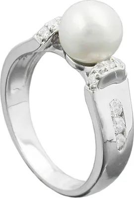Produktbild von Ring Damenring weiße Süßwasserperle und Zirkonia 925 Silber Innenumfang 56mm  Ø17.8mm