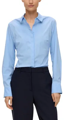 Produktbild von s.Oliver Damen Bluse – Slim Fit, Langarm, Popeline, Ziernähte