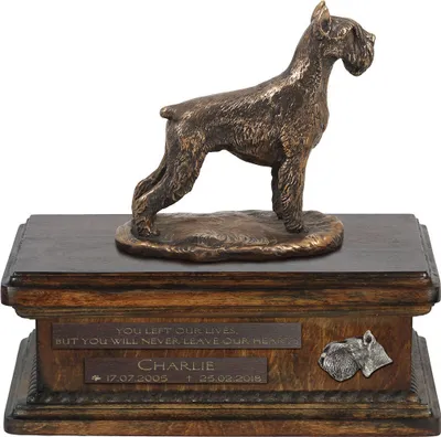 Produktbild von Schnauzer I urne in Hundeasche, personalisierte Urne mit Statue, Holzurne mit Hund von Art-Dog