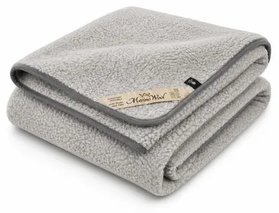 Zdjęcie produktu dla Koc z wełny merino - 250 x 200 cm - Szary - 100% wełna merino