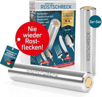 Obrázek produktu pro Odstraňovač rzi Rokitta Hliníkový magnet proti rezavému povlaku v myčce nádobí Sada 2 kusů Zabraňuje vzniku rezavých skvrn bez chemikálií Die Höhle der Löwen DHDL