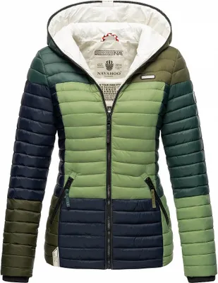Produktbild von Navahoo Damen Jacke Steppjacke Outdoor Übergangsjacke gesteppt Kapuze Multikulti Forest Green Gr. 34 - XS