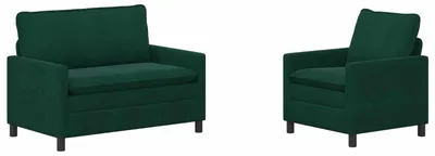 Imagen del producto de vidaXL Juego de sofás de 2 piezas, color verde oscuro, tapizado en terciopelo
