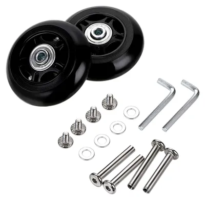 Produktbild von 2 Stück Kofferräder, Ersatzräder, Reparatur von Lagern, für Koffer, 75 x 24 mm, Schwarz