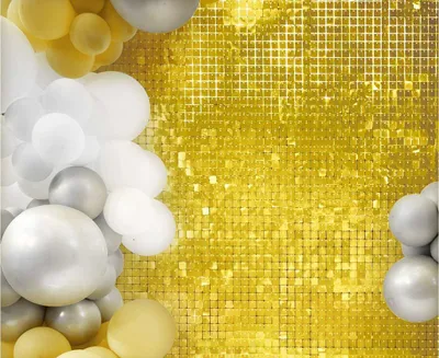 Productafbeelding van Decoratieve plaat met pailletten, gouden achtergrond, 30x30 cm, verpakking van 100 stuks