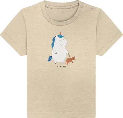 Produktbild von Mr. & Mrs. Panda Babyshirt Einhorn Teddy 0. - 6. Monat - Natural Raw - Geschenk, Gute Nacht, Baby Top, schlafen, Kinder T-Shirt, Unicorn, Kleinkind Shirt, Freundin,