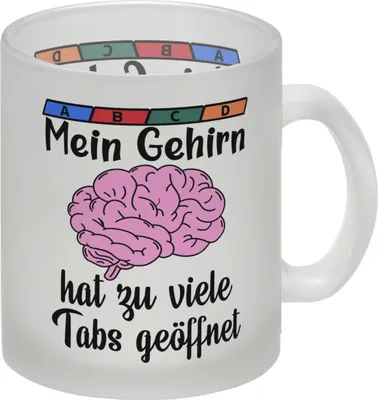 Produktbild von Überforderung Glas Tasse mit Spruch