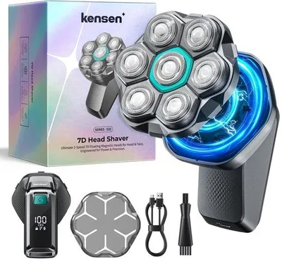 Zdjęcie produktu dla Maszynki do golenia dla mężczyzn, z regulacją prędkości (2 tryby), wodoodporna, elektryczna maszynka do golenia z magnetyczną głowicą i czasem pracy na baterii do 100 minut