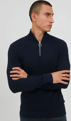 Produktbild von CASUAL FRIDAY CFKarlo Herren Strickpullover Feinstrick Pullover Troyer mit Stehkragen und Reißverschluss Struktur Strick