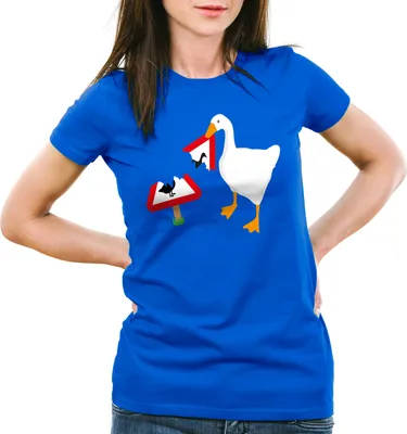 Produktbild von style3 Gänse Panik Damen T-Shirt gans videospiel, Farbe:Blau, Größe:S