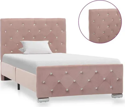 Image de vidaXL Cadre de lit en tissu rose 90 x 200 cm