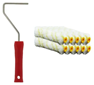 Produktbild von SET: 10 Farbwalzen für Kleinflächen - 10cm - Polyamid + 1 Steckbügel