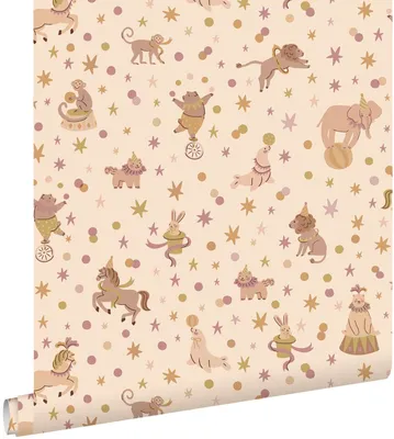 Imagen del producto de ESTAhome papel pintado circo morado y verde 50 x 900 cm