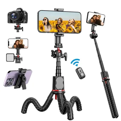 Produktbild von Handy Stativ, Stativ Stand, Flexibel Kamera Dreibeinstativ, Halter Ständer, mit Verlängerungsstange, Wasserdicht, für Smartphone & Kamera