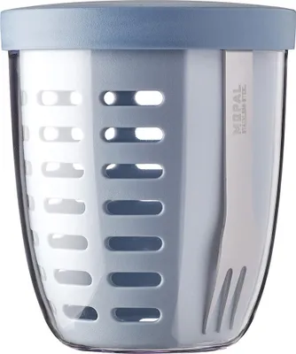Produktbild von Mepal - Obst- & Gemüsetopf Ellipse - Obstbehälter - Ideal für Obst und Gemüse unterwegs - Obstbox mit Gabel & Sieb - Meal Prep Box mit Deckel - 600 ml - Nordic Blue