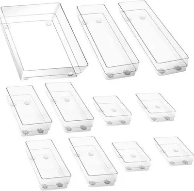 Image de Organisateur de rangement pour tiroirs, en plastique PP, transparent