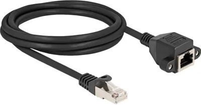 Produktbild von Delock - Netzwerkverlängerungskabel - RJ-50 (M) zu RJ-50 (W) schraubbar - 2 m - S/FTP - ohne Haken - Schwarz