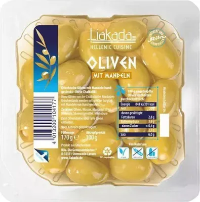 Produktbild von Liakada Grüne Oliven mit Mandeln, 170g