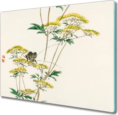 Produktbild von Coloray Herdabdeckplatte 60x52 cm Schneidebrett Kochplattenabdeckung Küchenbrett Hackbrett - Zweige der Blumen