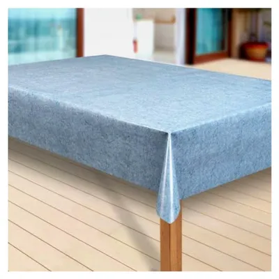 Produktbild von Wachstuch-Tischdecke Abwaschbar Garten-Tischdecke PVC Plastik-Tischdecken Eckig Meterware Wasserabweisend, Muster: Uni blau meliert, Größe: 110x160