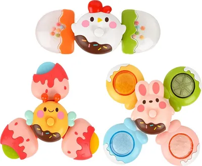 Image de ASKSA Jouet Spinner à ventouse pour bébé, 3Pcs Spinner Spinning Top Jouet à ventouse pour salle de bain fenêtres chaises hautes avion voyage, jouet sensoriel pour jeunes enfants 1-3 cadeau d'anniversaire